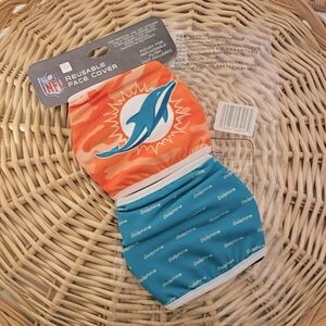 Miami Dolphins NFL Licensed Face Mask set of two Orange, White & Aqua NWT